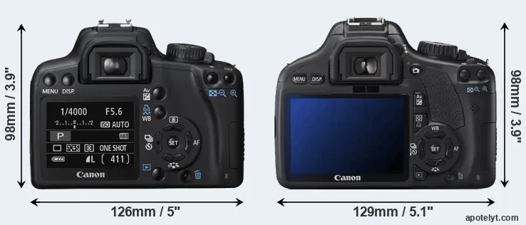 Comparison 1000D or T2i rear