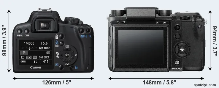 Comparison 1000D or GFX 50S rear