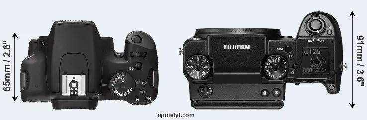 Compare 1000D versus GFX 50S top