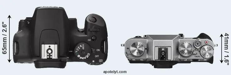 Compare 1000D versus X-T10 top