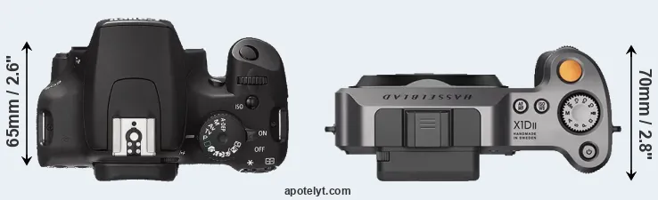 Compare 1000D versus X1D II top
