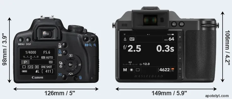 Comparison 1000D or X2D 100C rear