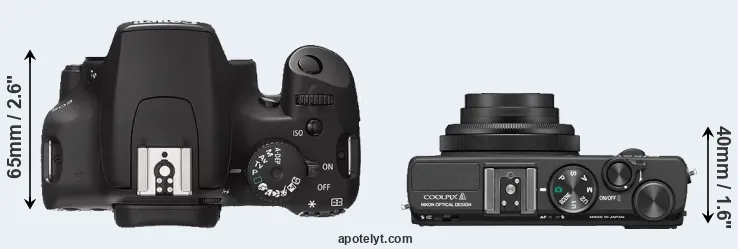 Compare 1000D versus Coolpix A top