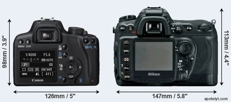 Comparison 1000D or D200 rear