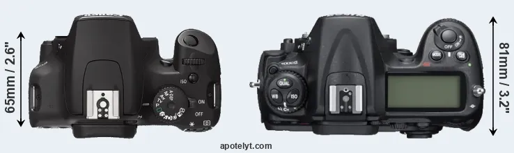 Compare 1000D versus D300S top