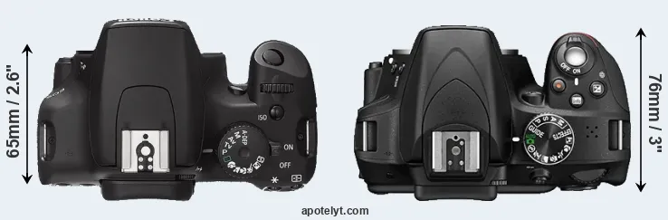 Compare 1000D versus D3300 top