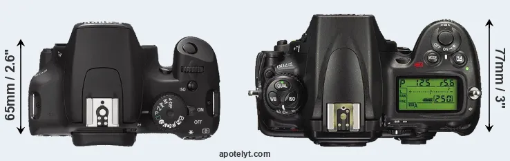 Compare 1000D versus D700 top