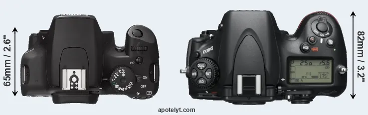 Compare 1000D versus D800 top