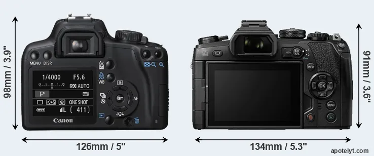 Comparison 1000D or E-M1 II rear