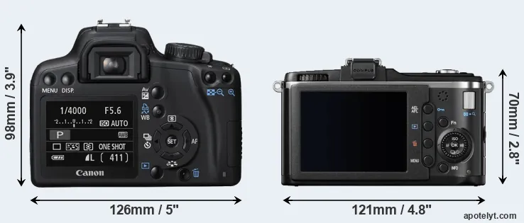 Comparison 1000D or E-P2 rear