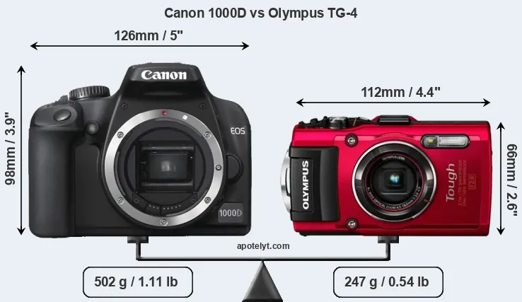 Size Canon 1000D vs Olympus TG-4