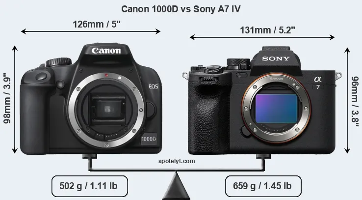 Size Canon 1000D vs Sony A7 IV