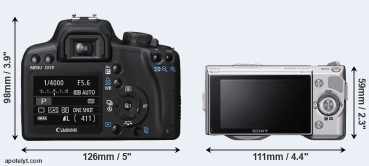 Comparison 1000D or NEX-5 rear