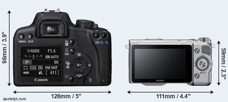 Comparison 1000D or NEX-5T rear