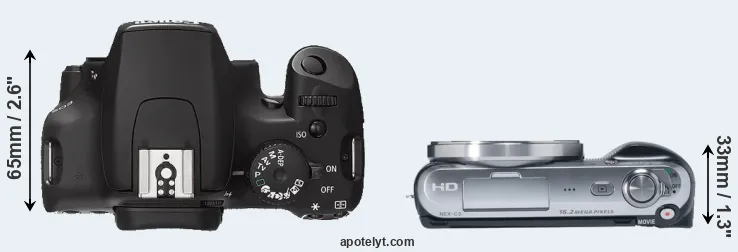 Compare 1000D versus NEX-C3 top