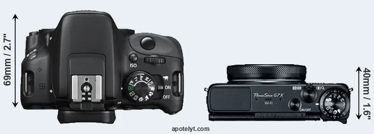 Compare 100D versus G7X top