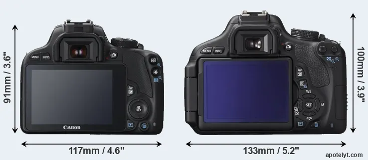Comparison 100D or T3i rear