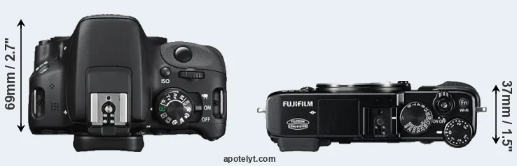 Compare 100D versus X-E2 top