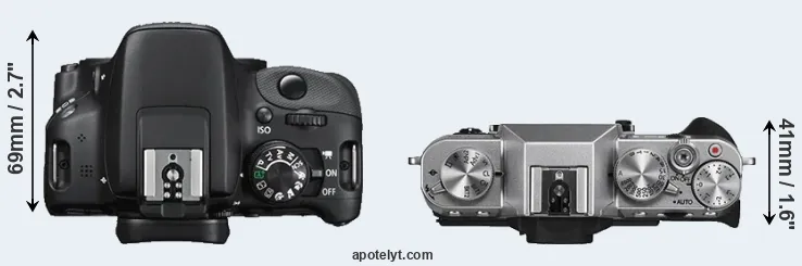 Compare 100D versus X-T10 top