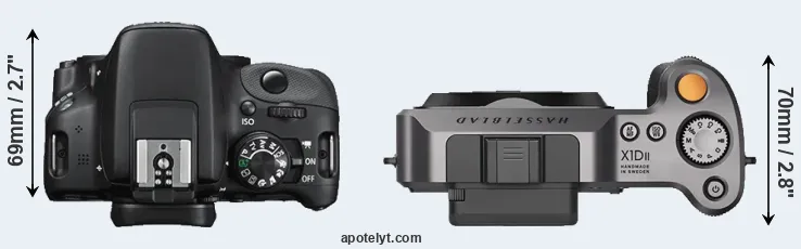Compare 100D versus X1D II top