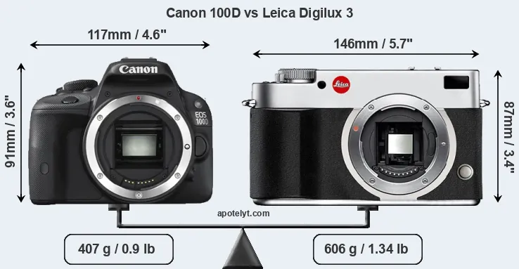Size Canon 100D vs Leica Digilux 3