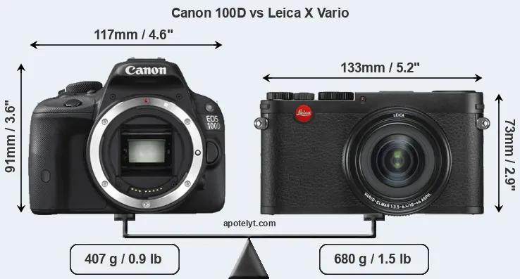 Size Canon 100D vs Leica X Vario