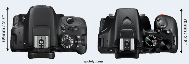 Compare 100D versus D3500 top