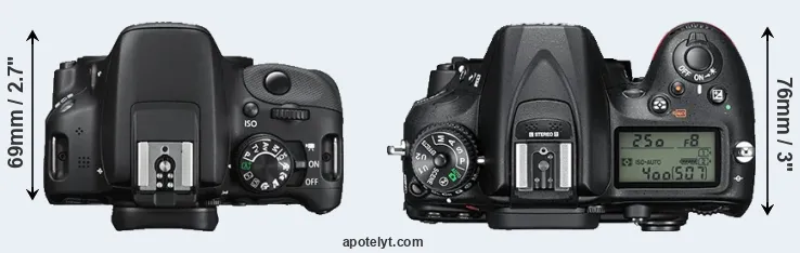 Compare 100D versus D7200 top