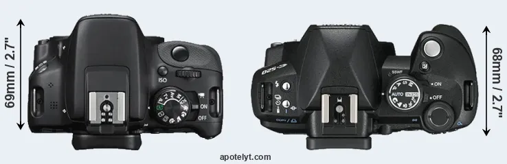 Compare 100D versus E-520 top