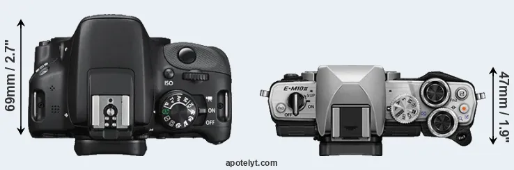 Compare 100D versus E-M10 II top