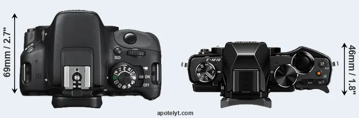 Compare 100D versus E-M10 top