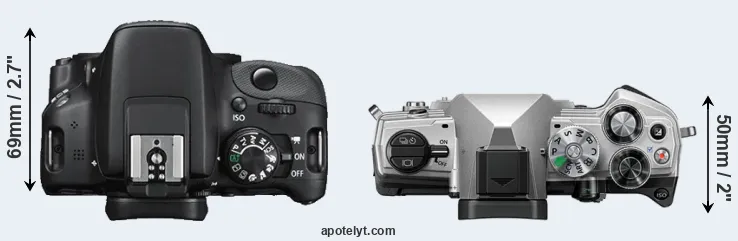 Compare 100D versus OM-5 top