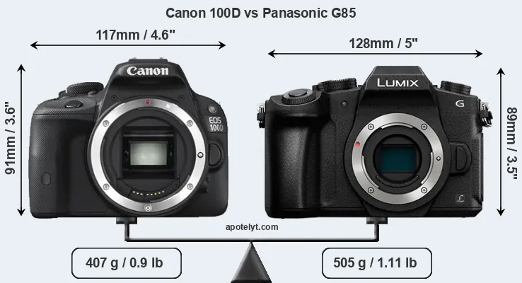 Size Canon 100D vs Panasonic G85