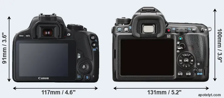 Comparison 100D or K-3 II rear