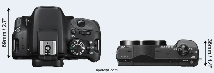 Compare 100D versus A5100 top