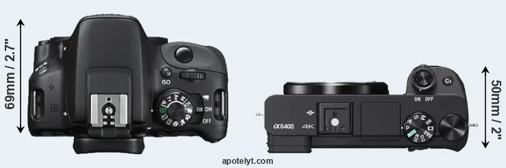Compare 100D versus A6400 top