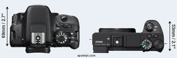 Compare 100D versus A6500 top