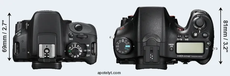 Compare 100D versus A77 top