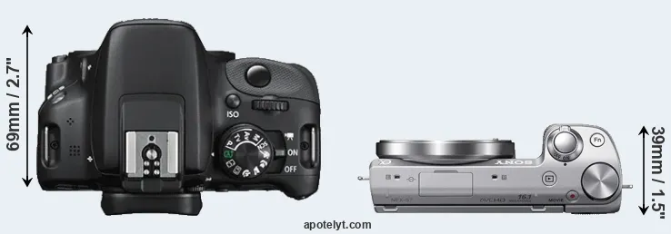 Compare 100D versus NEX-5T top