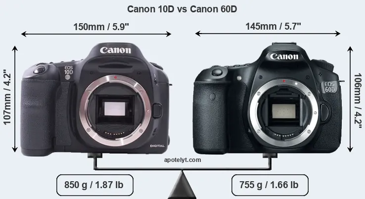 Size Canon 10D vs Canon 60D