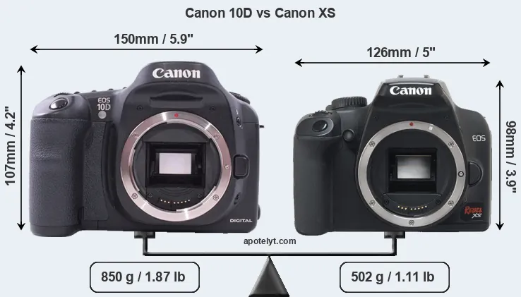 Size Canon 10D vs Canon XS