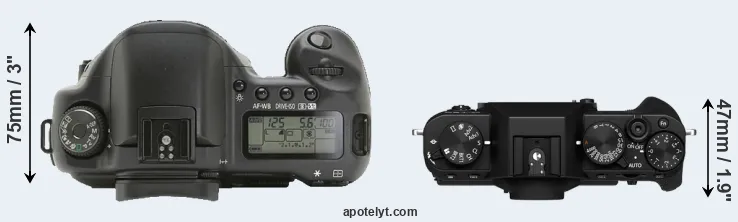 Compare 10D versus X-T30 II top