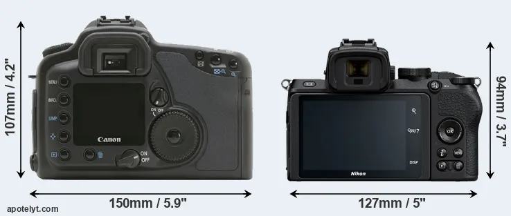 Comparison 10D or Z50 rear