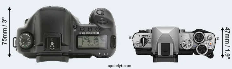 Compare 10D versus E-M10 II top