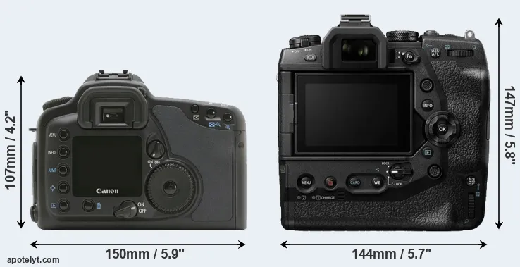 Comparison 10D or E-M1X rear