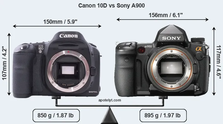 Size Canon 10D vs Sony A900
