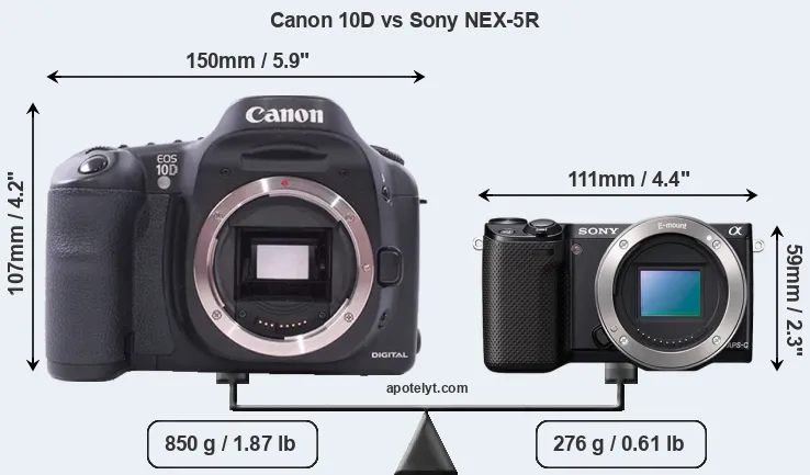Size Canon 10D vs Sony NEX-5R