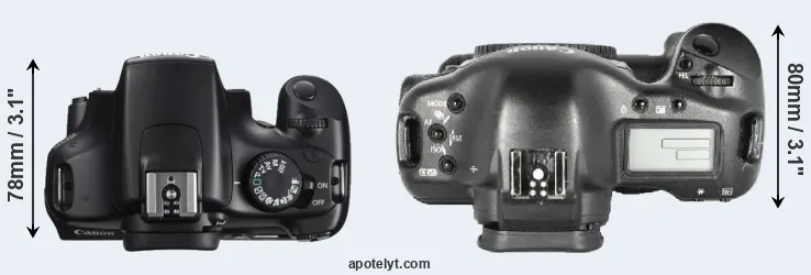 Compare 1100D versus 1D Mark II top