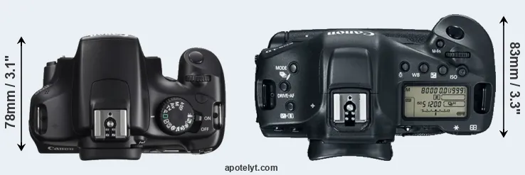 Compare 1100D versus 1DX Mark II top