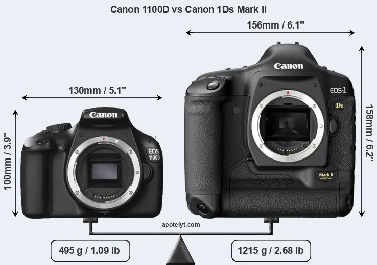 Size Canon 1100D vs Canon 1Ds Mark II